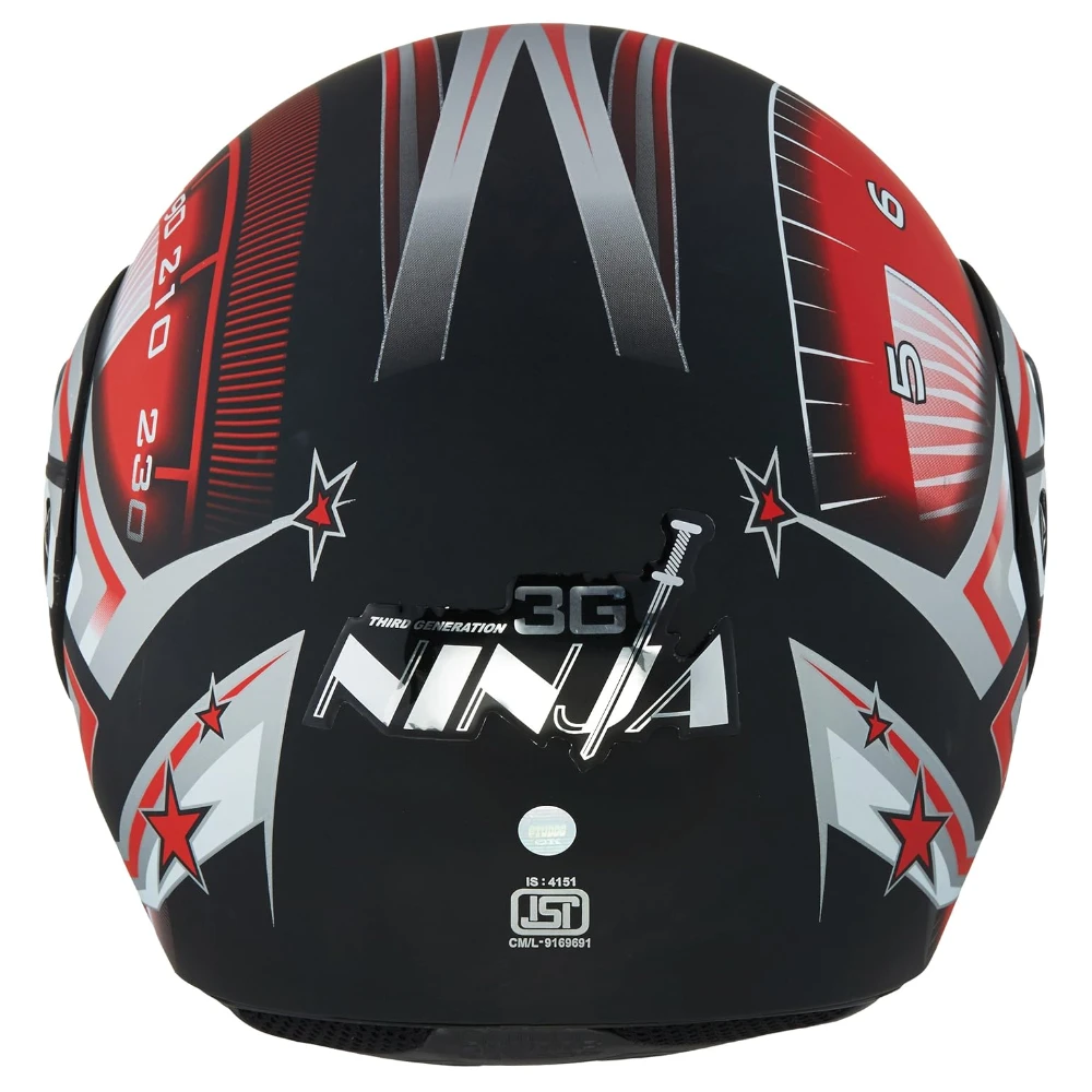 Studds Ninja 3G D1 Flip Up Full Face Helmet (Matt Black and Red, x-large)