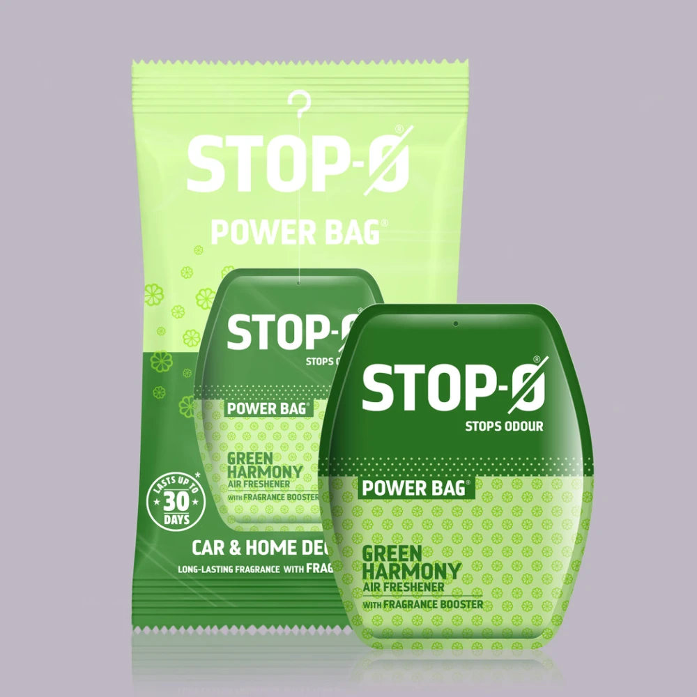 Stop-O Hanging Freshener Power Bag - Green Harmony (Pack of 8)