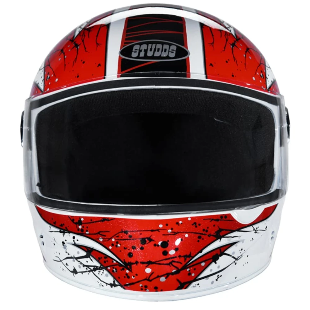 Studds Chrome Super D3 Full Face Helmet (White and Red, Large)