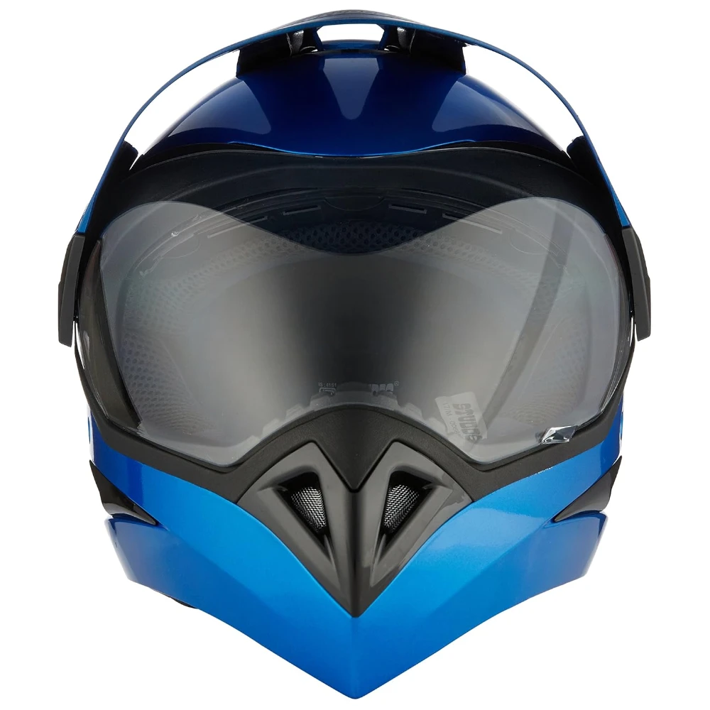 Studds Motocross Full Face Helmet with Visor (Flame Blue, Medium)