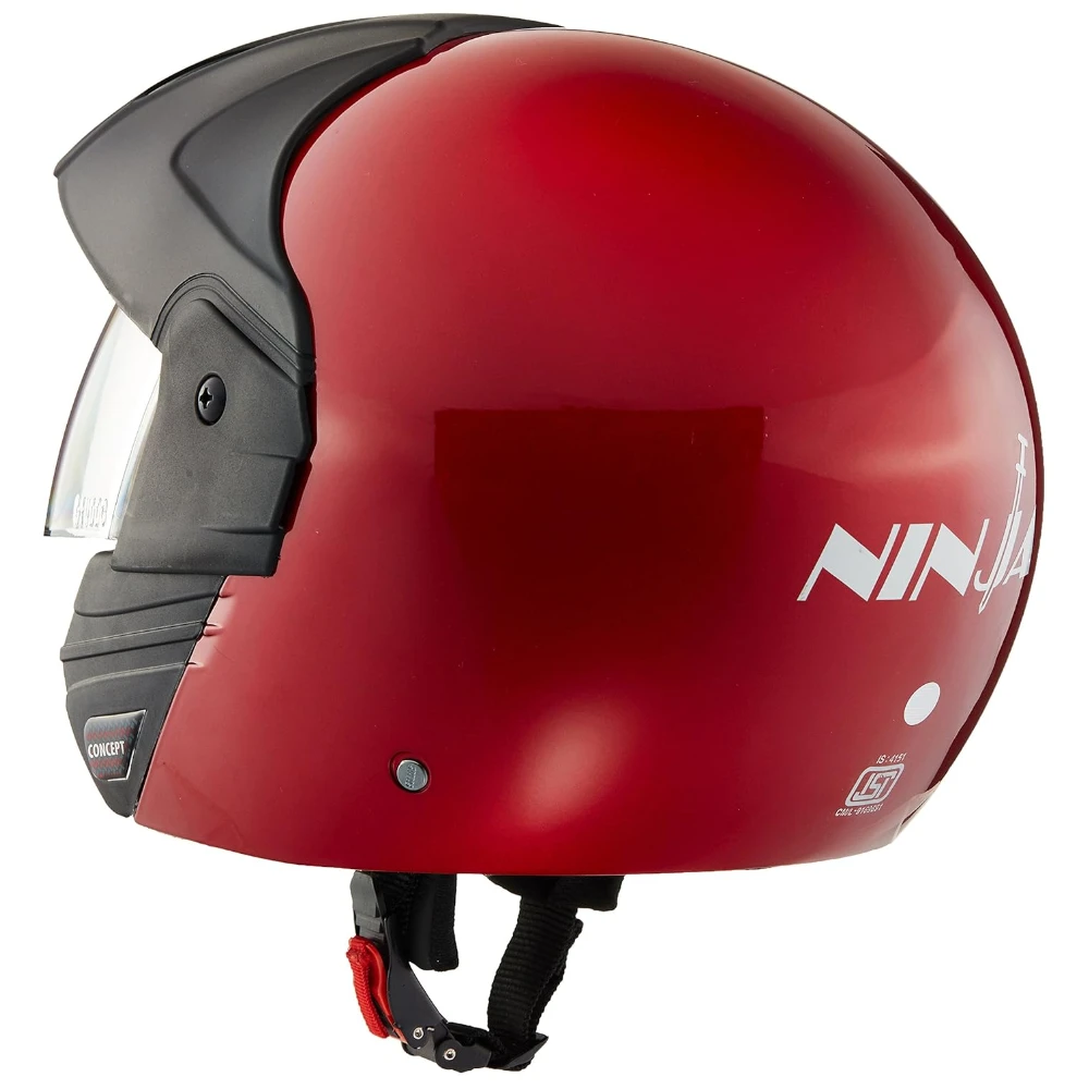 Studds Ninja Concept ECO Open Face Helmet Helmet (Cherry Red, Medium)