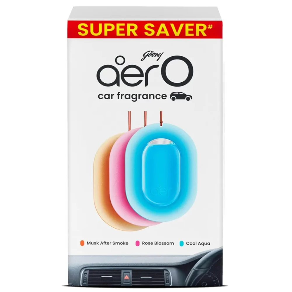 Godrej aer O – Hanging Car Air Freshener – Assorted Pack of 3 (22.5g) | Gel Lasts up to 30 days | Car Accessories