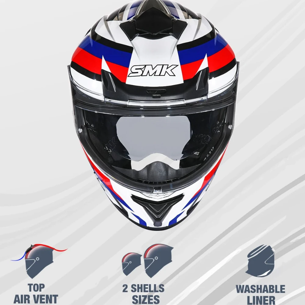 SMK Typhoon Freeride ISI ECE & DOT Certified Full Face Dual Visor Helmet for Men and Women with Pinlock Fitted Clear Visor and Inner Sun Visor ( GL152 - 2XL )