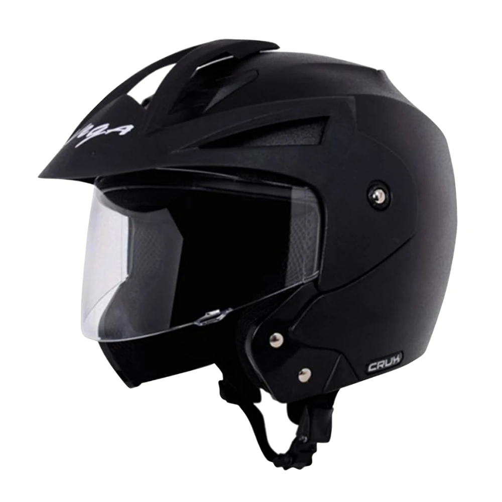 Vega Crux ISI Certified Flip-Up Helmet for Men and Women with Clear Visor(Black, Size:L)
