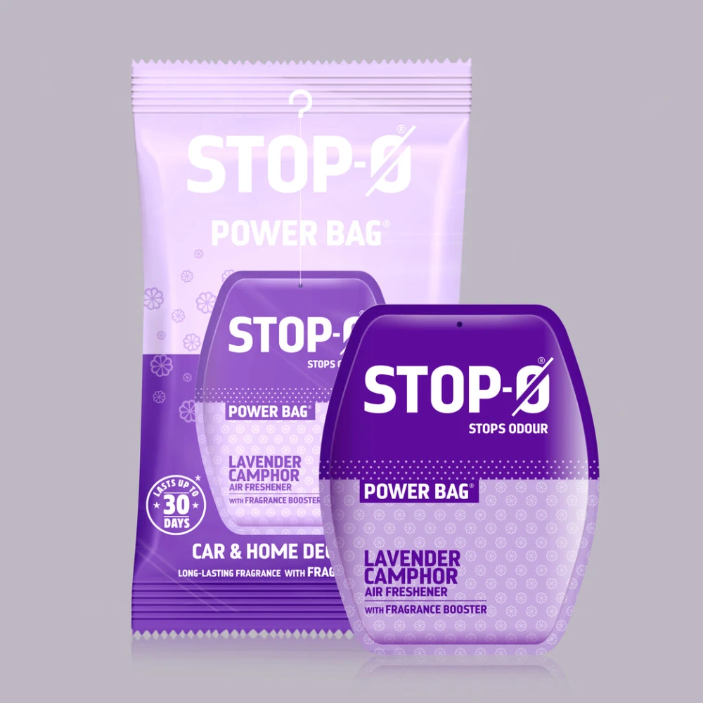 Stop-O Hanging Freshener Power Bag - Lavender Camphor (Pack of 8)