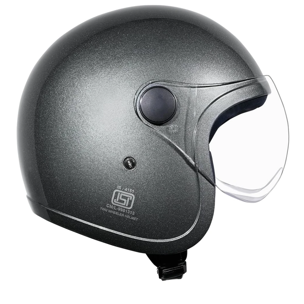 Studds Jet Open Face ISI Certified Helmet with Chopper Visor Gun Grey - L