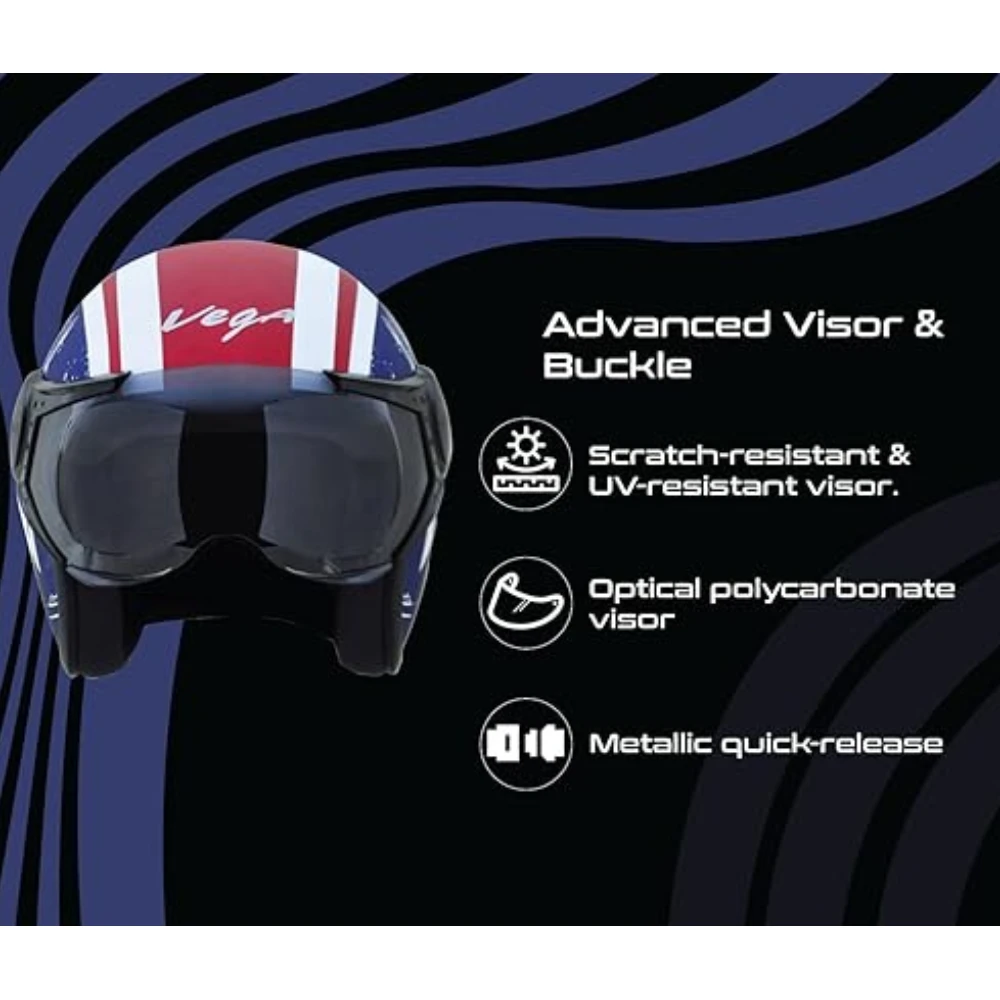 Jet Captain W/Visor Dull Red Metallic M.Blue Helmet-L
