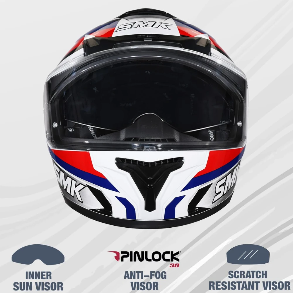 SMK Typhoon Freeride ISI ECE & DOT Certified Full Face Dual Visor Helmet for Men and Women with Pinlock Fitted Clear Visor and Inner Sun Visor ( GL152 - 2XL )