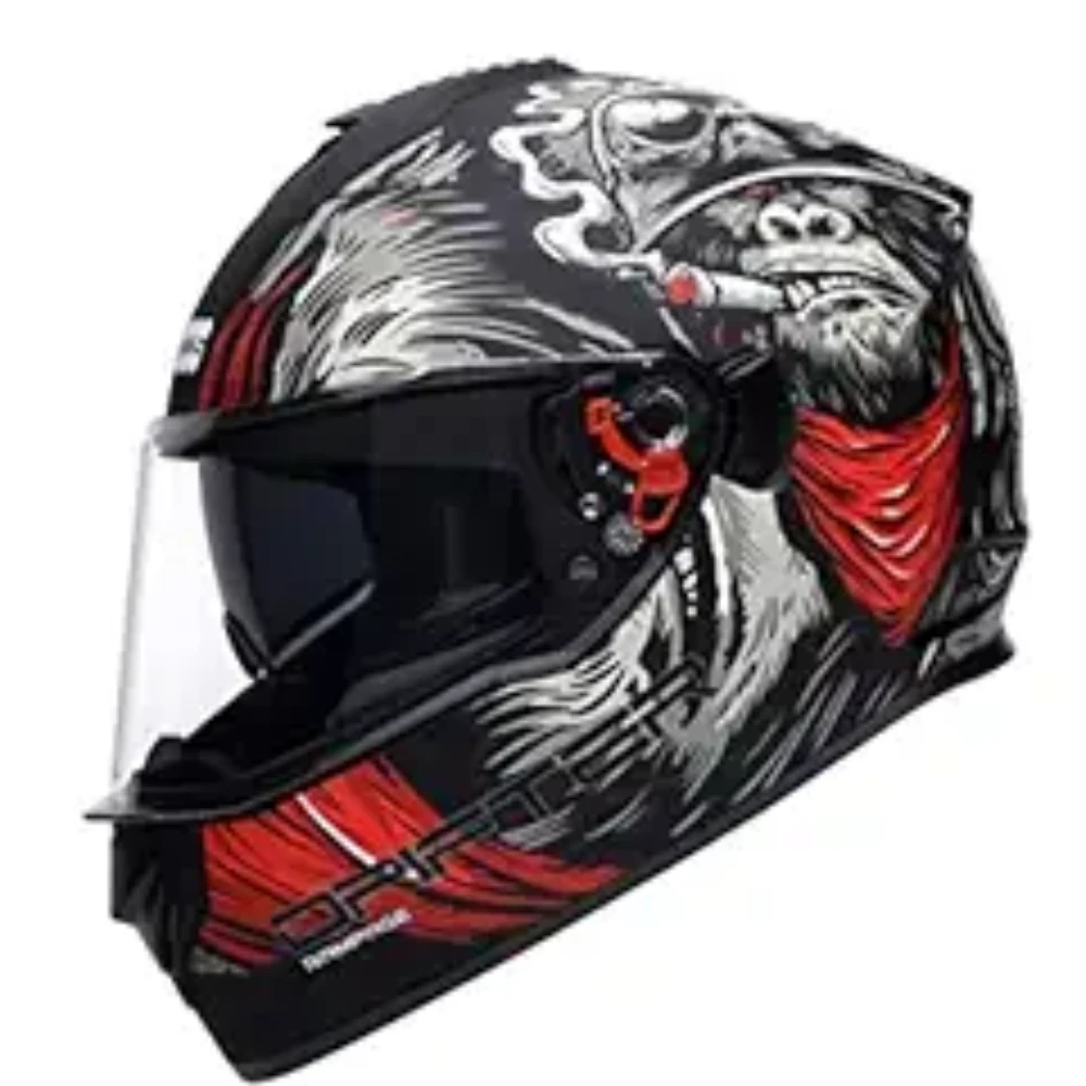 Studds Drifter D3 ISI and DOT Certified Full face Graphic Helmet for Men and Women with Inner Sun Visor (Matt Black Grey N2, XL)