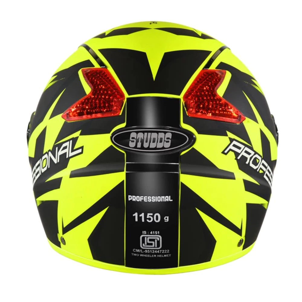 STUDDS Professional D1 Full FACE Helmet N9 MATT Yellow-L