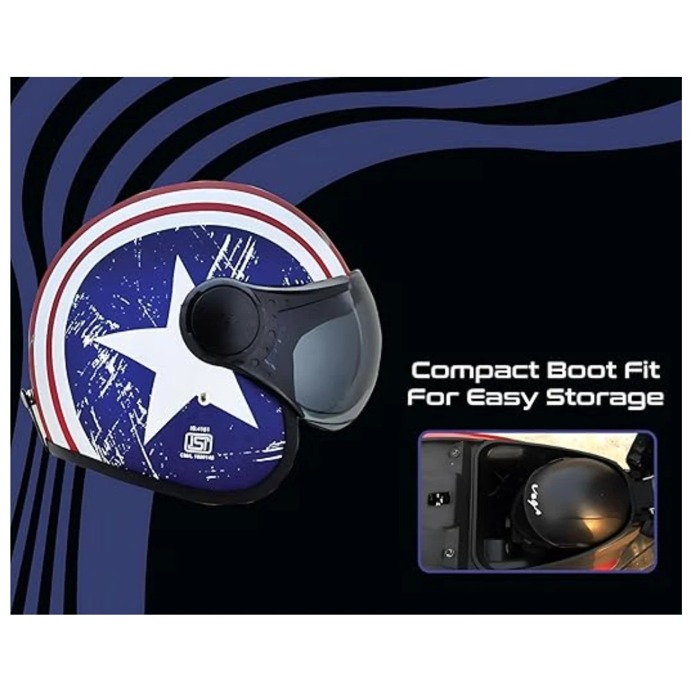 Jet Captain W/Visor Dull Red Metallic M.Blue Helmet-L