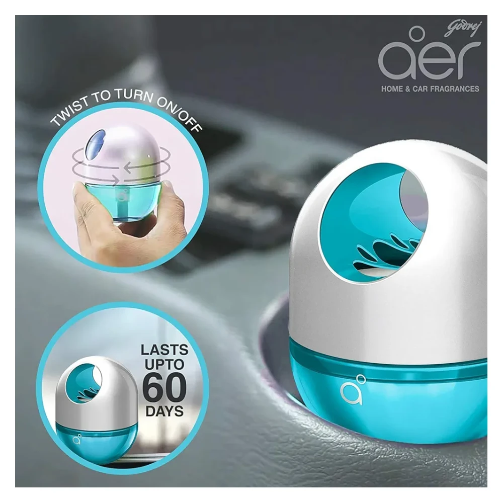 Godrej aer Twist, Car Air Freshener - Cool Surf Blue (45g)