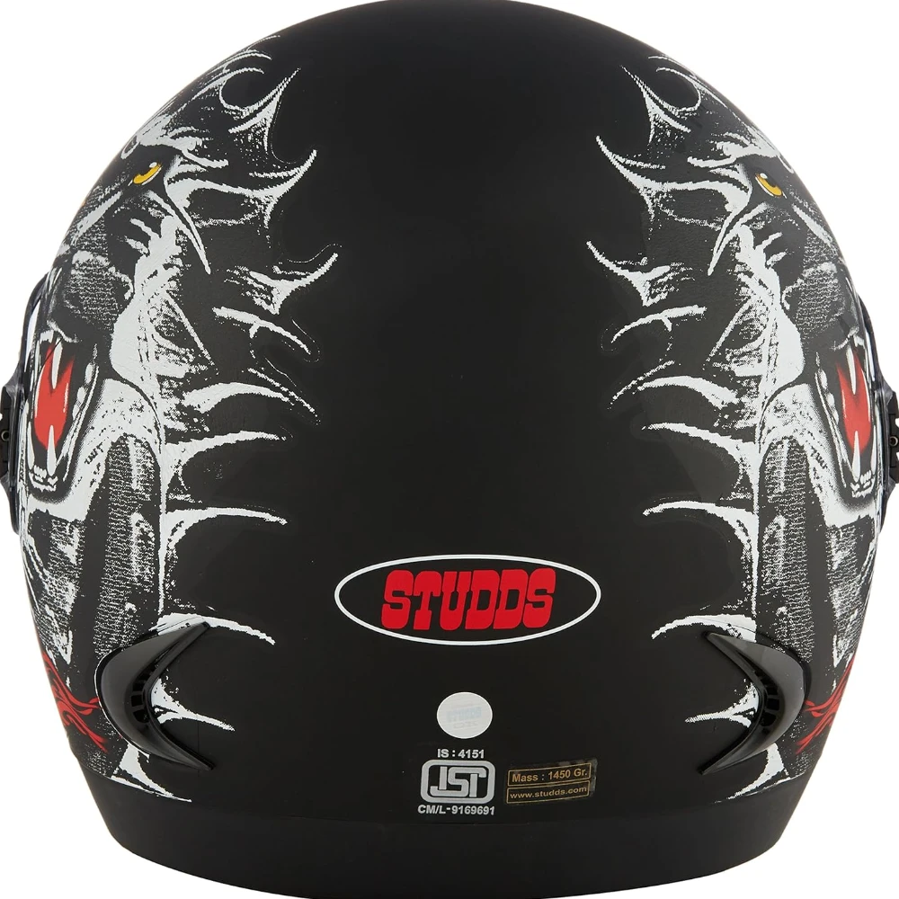 Studds Ninja 2G D2 Flip Up Full Face Helmet (Matt Black and Red, L)