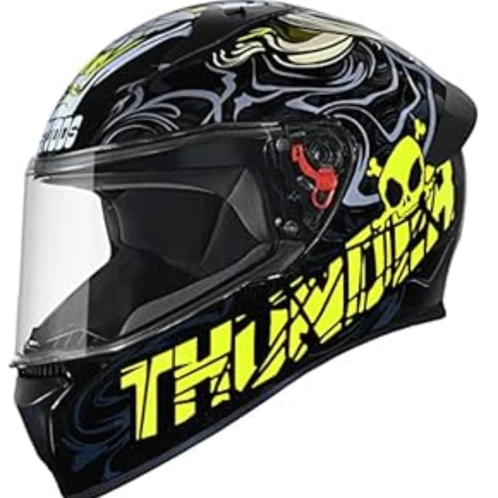 Studds Thunder Full Face Helmet D9 with Clear Visor (Black N5, XL)