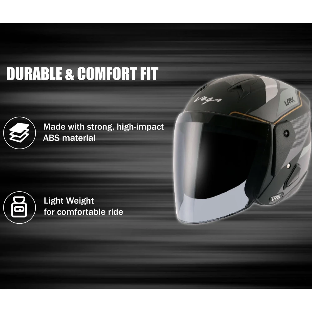 Vega Lark Legend Dull Black Silver Helmet-L