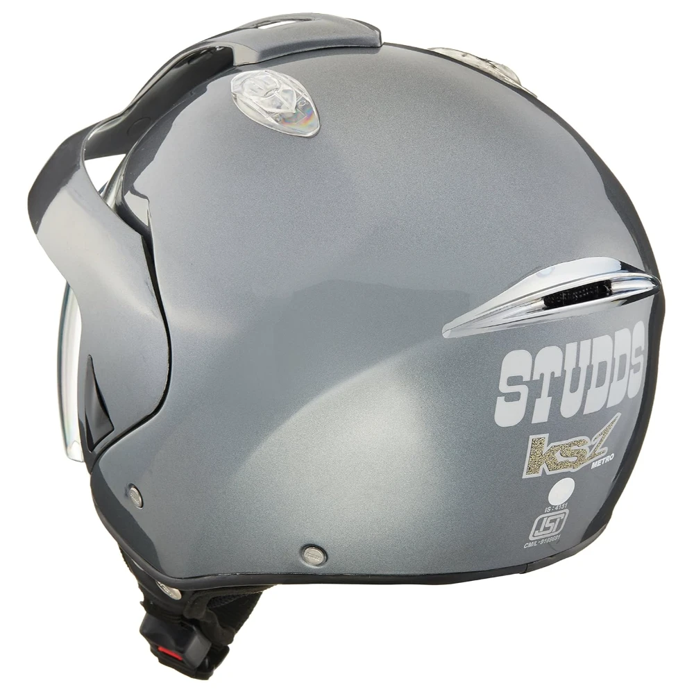 Studds KS-1 Metro Open Face Helmet (Silver and Grey, M)