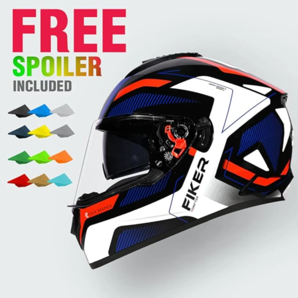 Studds Drifter D5 Fiker ISI and DOT Certified Full face Helmet for Men and Women with Inner Sun Visor and Spoiler (Black XL)