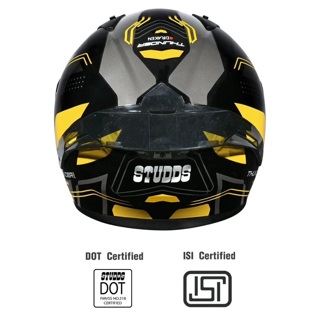Studds Thunder D2 Draken ISI and DOT Certified Full Face Helmet for Men and Women with Spoiler and Clear Visor