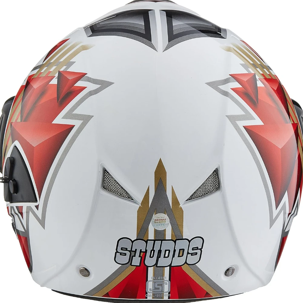 Studds DOWNTOWN D3 Flip Off Full Face Helmet (White and Red, XL)