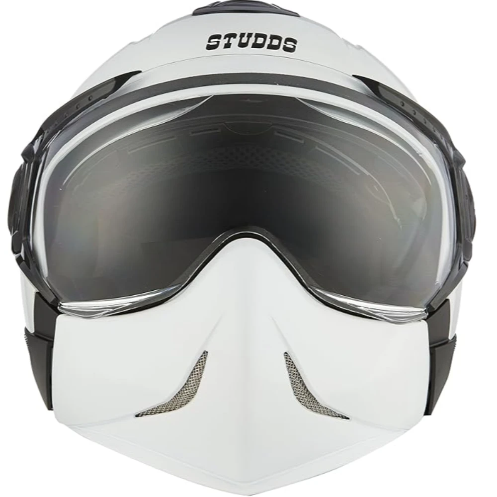 Studds DOWNTOWN Flip Off Full Face Helmet (White, Medium)