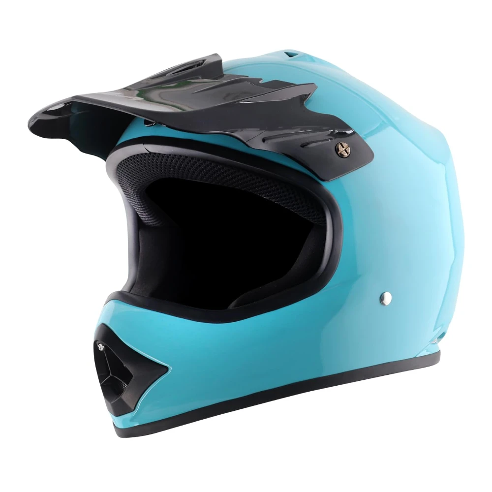 Vega V-Cross ISI Certified Lightweight Full Face Helmet for Kids with Adjustable and Sun Protective Peak-Mint-S, Multicolor