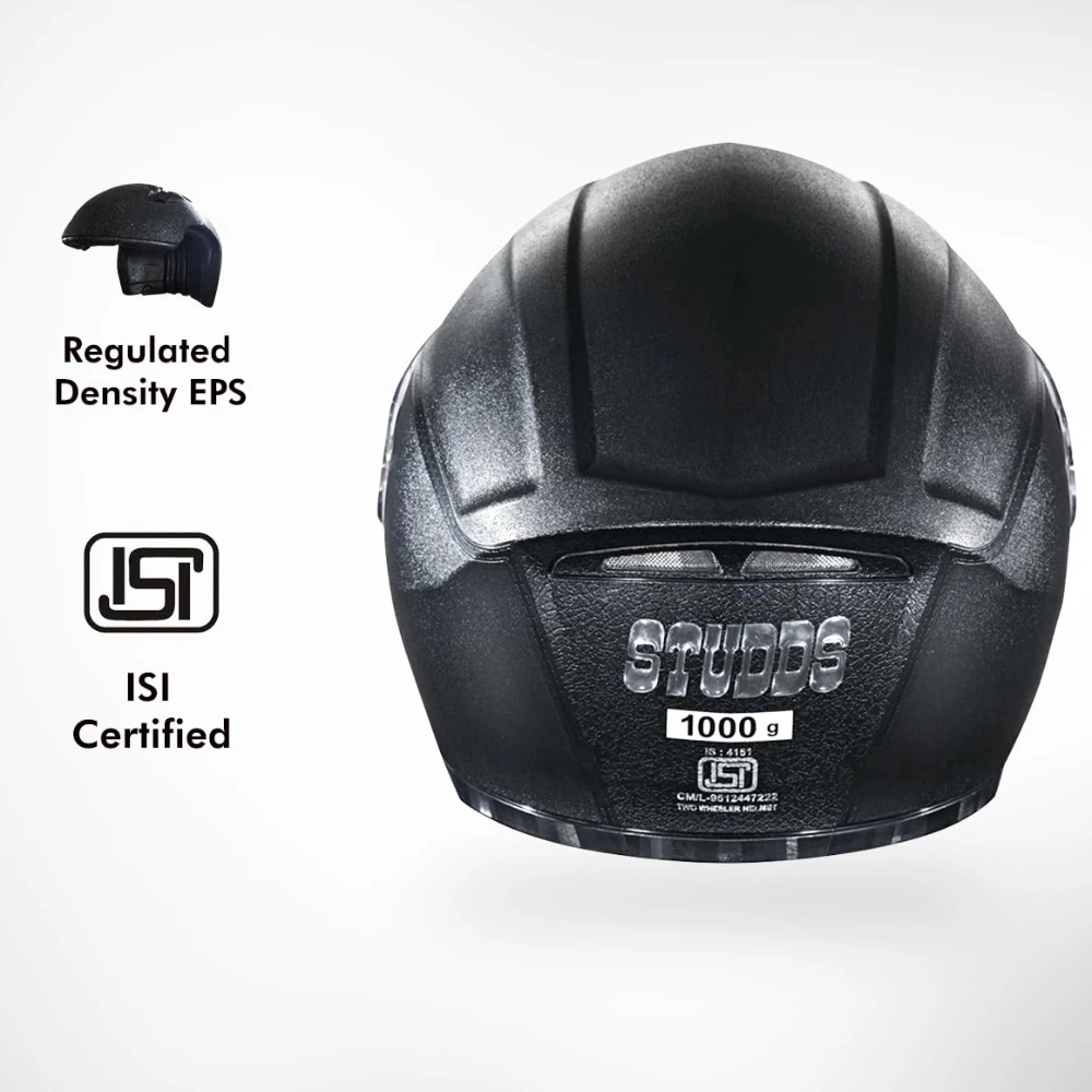 STUDDS Crest Eco ISI Certified Full Face Helmet for Men and Women with Clear Visor