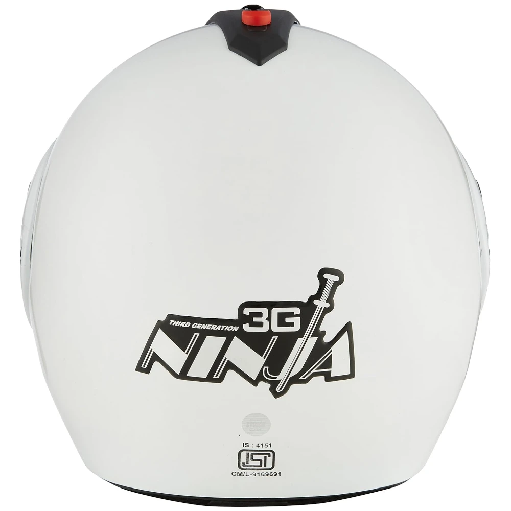 Studds Ninja 3G Flip Up Full Face Helmet with Double Visor (White, M)