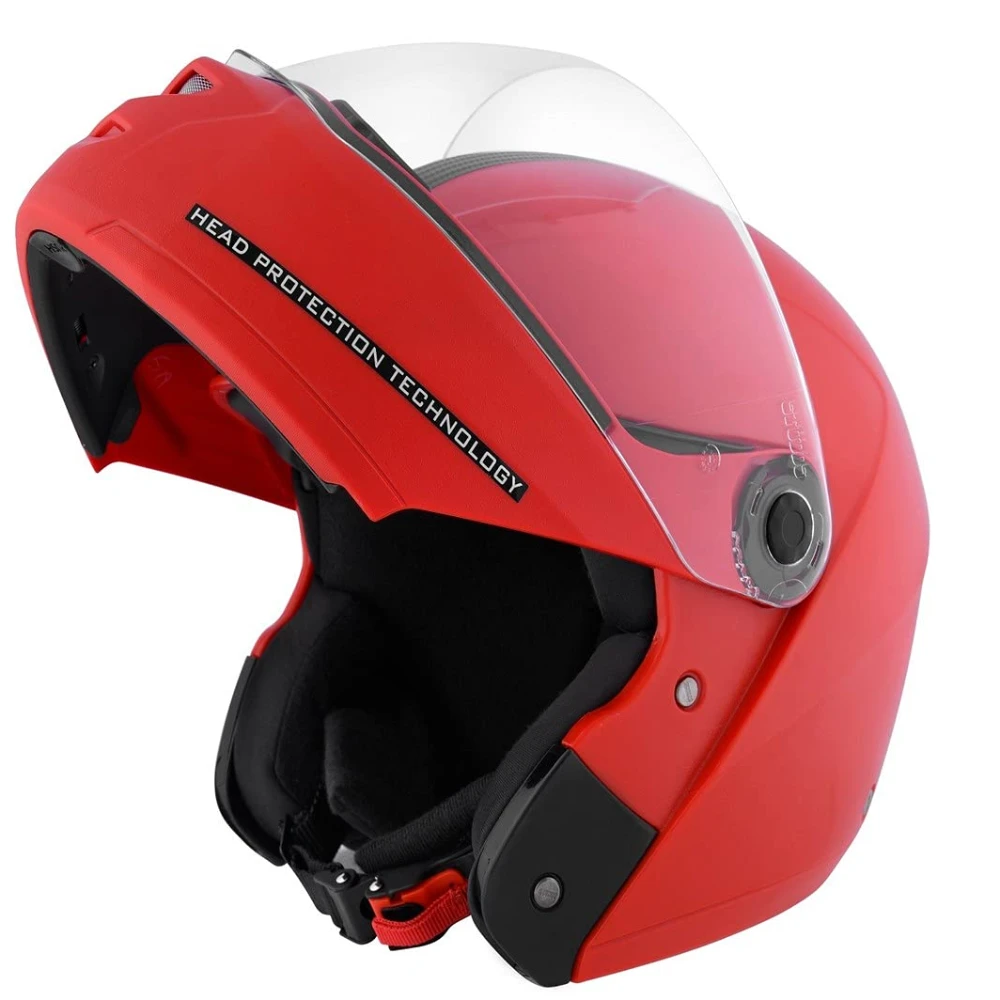 Studds Ninja ELITE Flip Up Full Face Helmet with Carbon Center Strip (Red, L)