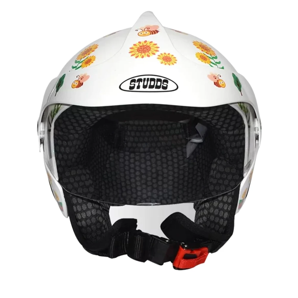 Studds Marshall D3 Open Face Lightweight Kids Motorcycling Helmet(White-XXXL)