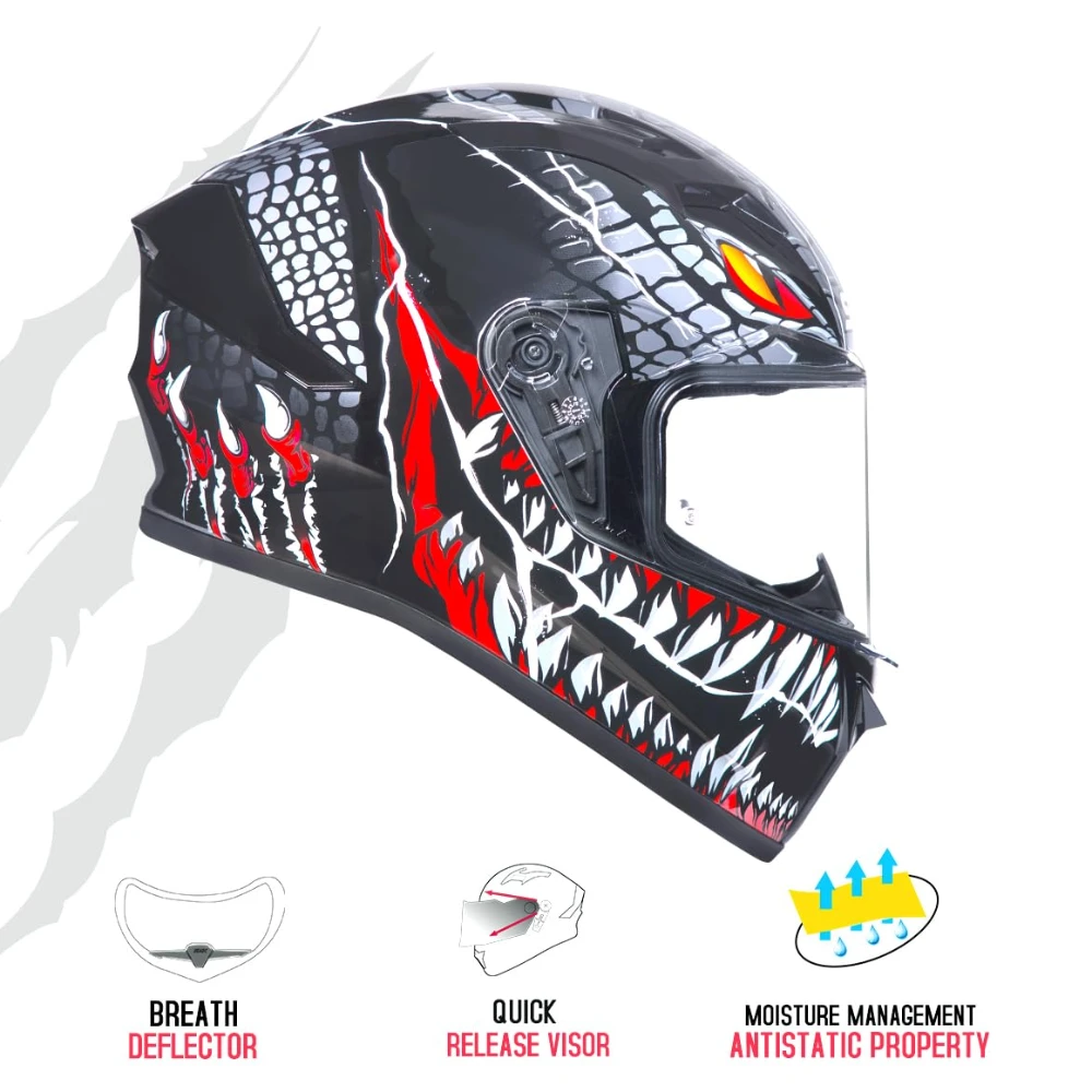 Smk Stellar Sports Taotei Helmet Ece-06 Certified with Anti Fog Clear Visor for Men and Women