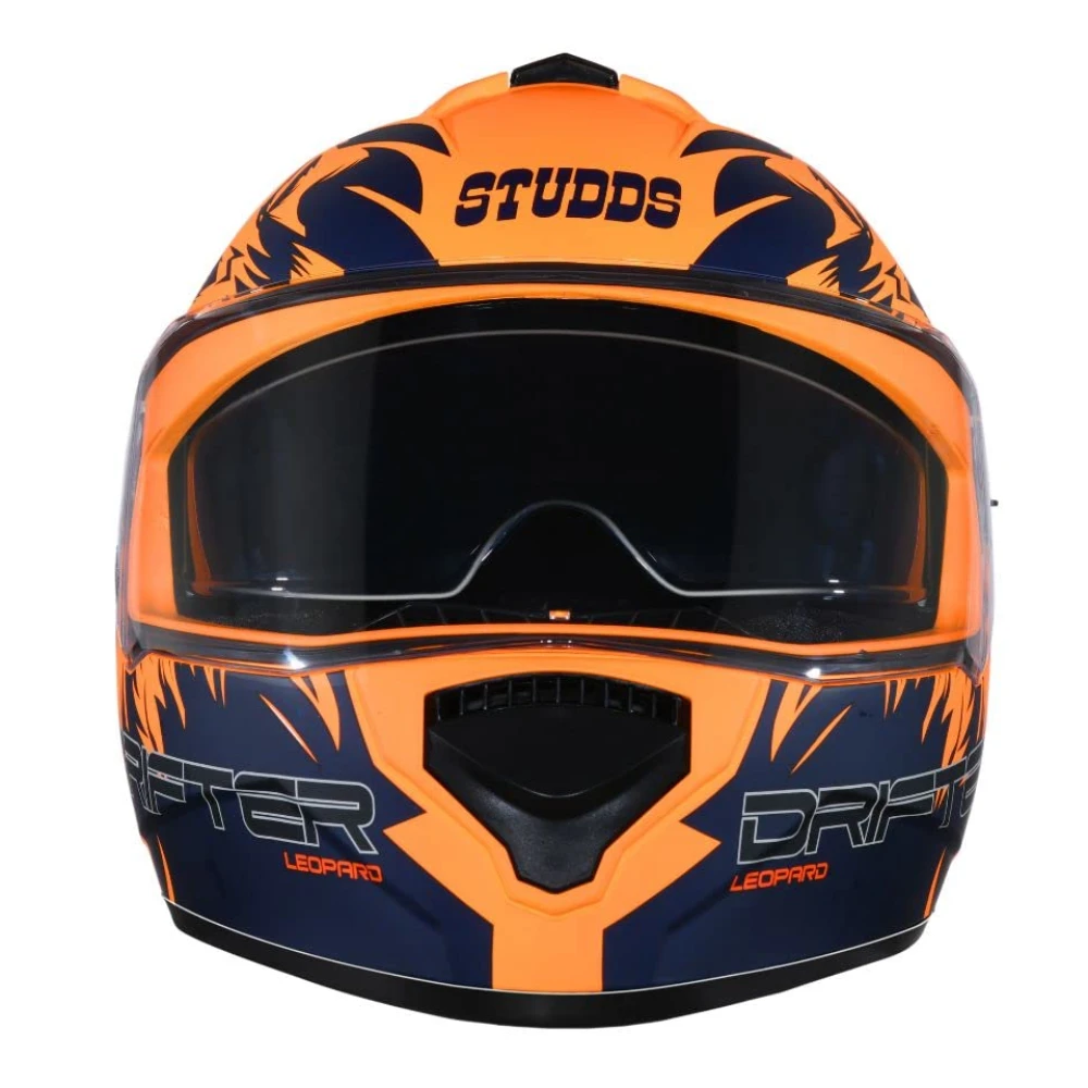 Studds Drifter Full Face Helmet Matt Orange N1, Size: M(57-58cm)