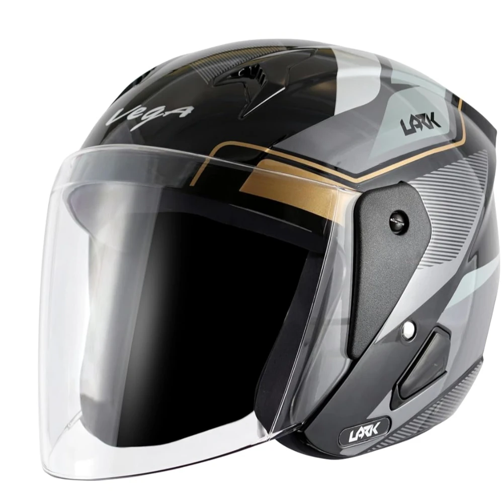 Vega Lark Legend Dull Black Silver Helmet-L
