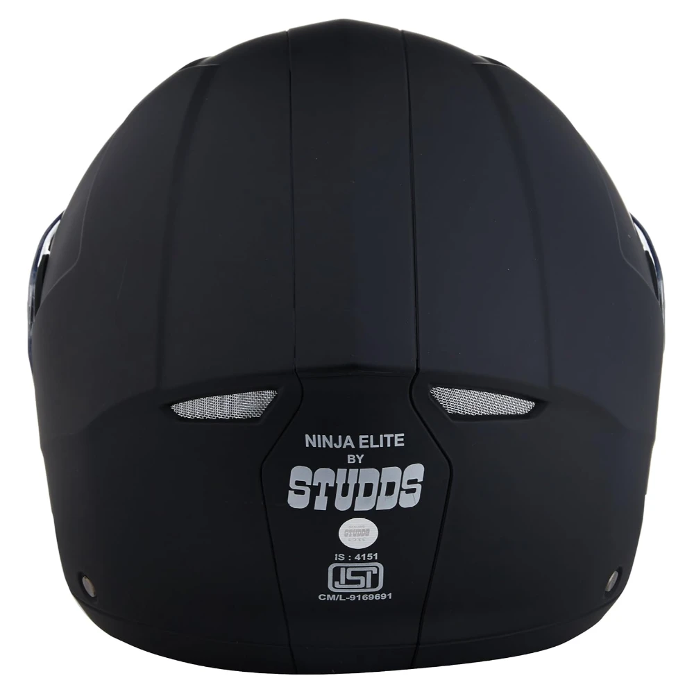 STUDDS Ninja Elite SUPER Flip Up Full Face Helmet (Matt Black, XL)