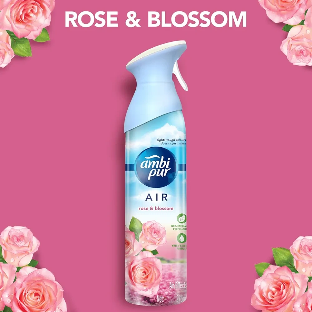 Ambi Pur Air Freshener, Spray - Rose & Blossom - 275 G
