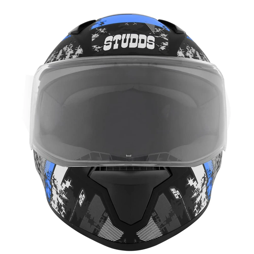 Studds Thunder D1 ISI and DOT Certified Full Face Graphic Helmet for Men and Women with Clear Visor (Matt Black N1, XL)