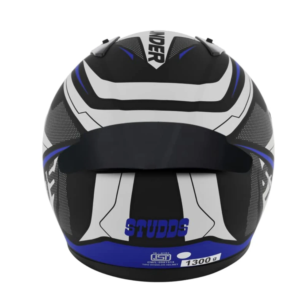 Studds Thunder Full Face Helmet D4 with Clear Visor (Matt Black N1, XL)
