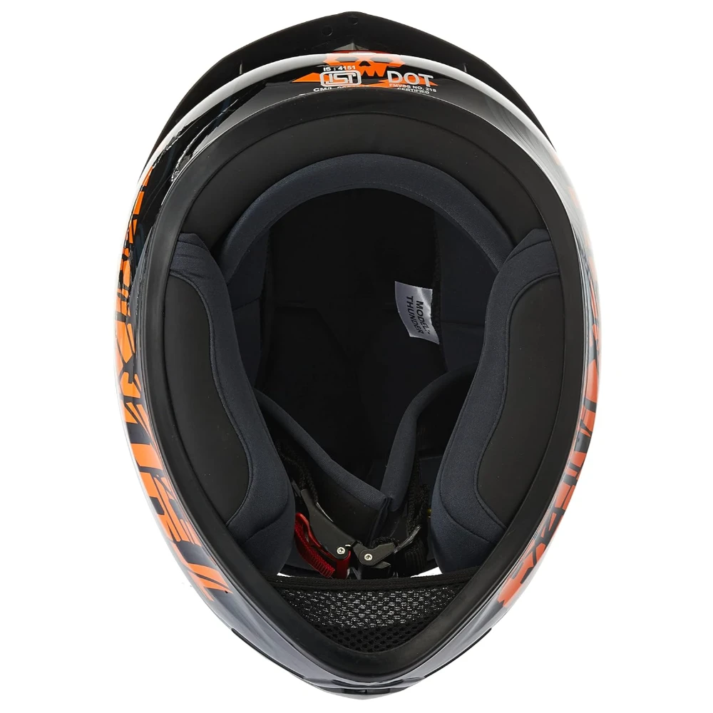 Studds Thunder Full Face Helmet D9 with Clear Visor (Black N10, XL)