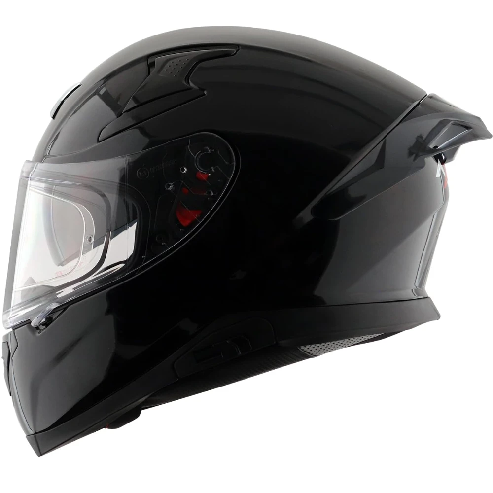 Axor Apex Solid ISI ECE DOT Certified Glossy Black Full Face Dual Visor Helmet for Men and Women with Pinlock Fitted Outer Clear Visor and Inner Smoke Sun Visor Black(M)