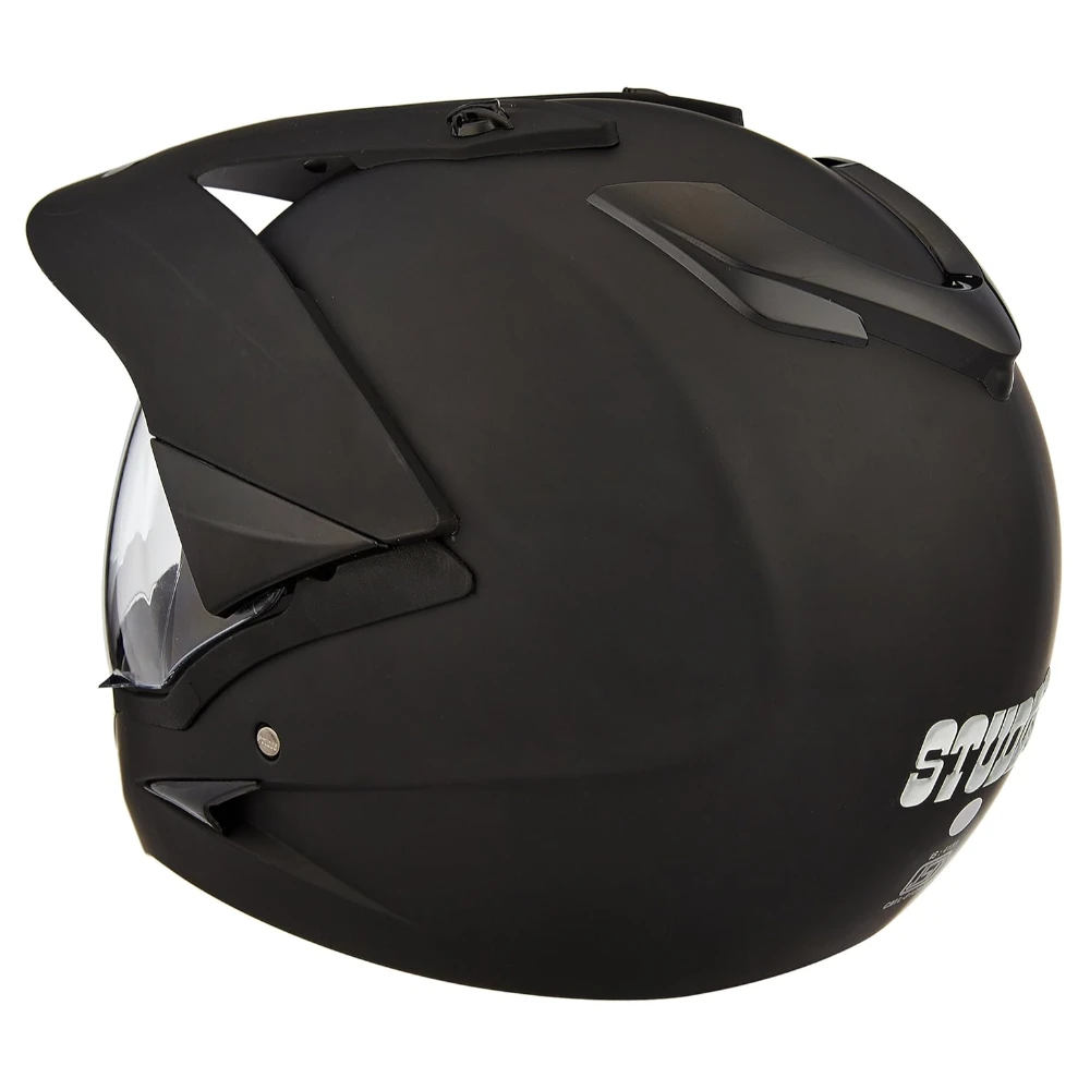 Studds Motocross Plain Full Face Helmet with Plain Visor (Matt Black, L)