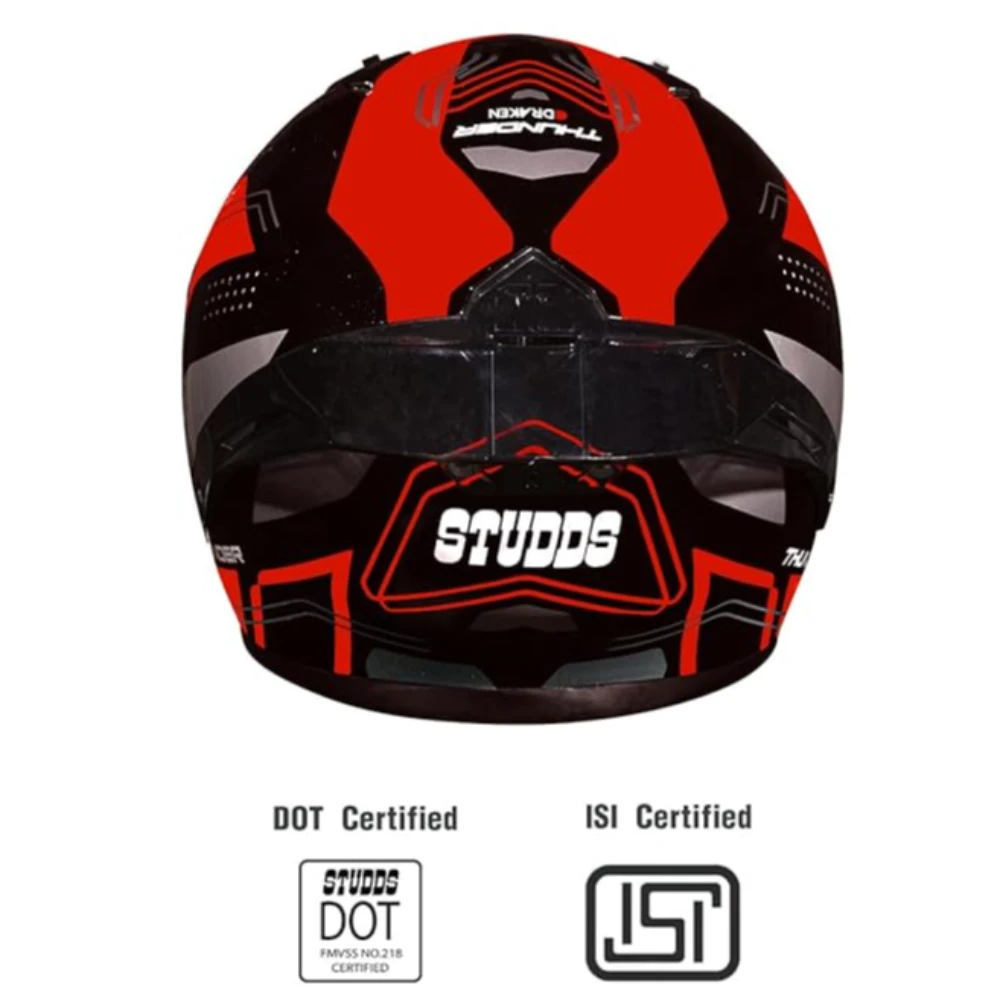 Studds Thunder D2 Draken ISI and DOT Certified Full Face Helmet for Men and Women with Spoiler and Clear Visor