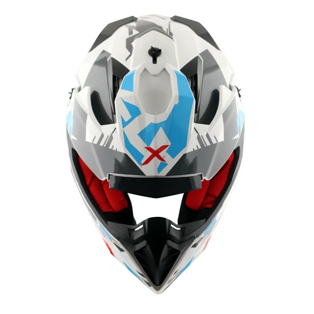Axor X Cross X1 ISI ECE DOT Certified Full Face Dual Sport Peak Off Road Motorcycling Helmet for Men and Women White Red XL