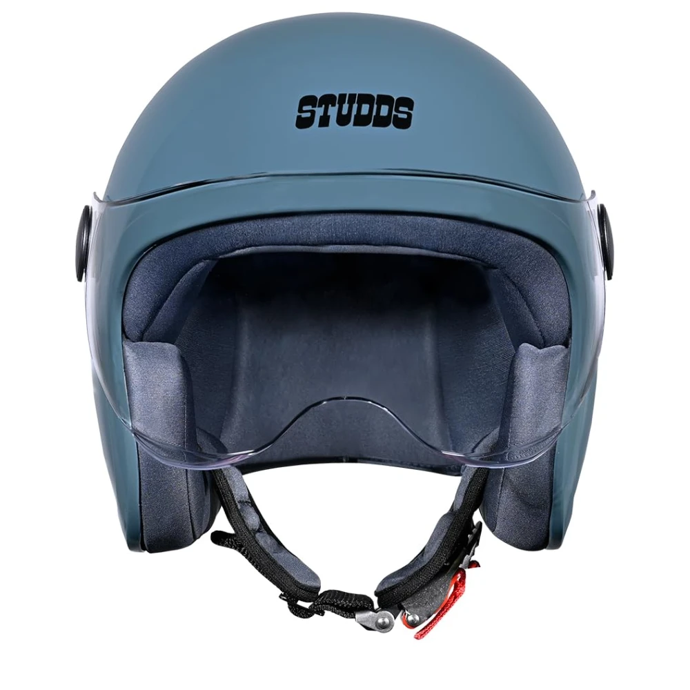 Studds Jet Open Face ISI Certified Helmet with Chopper Visor Shark Skin Blue - M