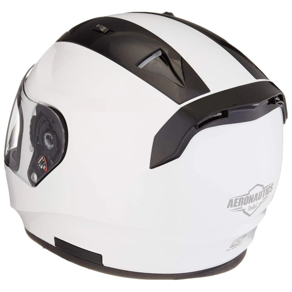 Steelbird SA-1 Aeronautics Full Face Helmet White, Size: M(55-56 cm)