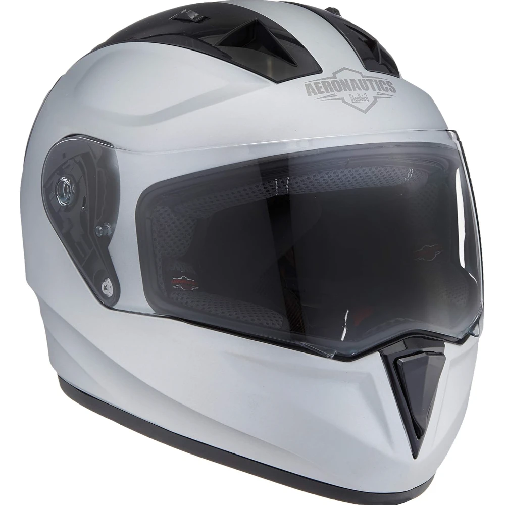 Steelbird SA-1 Aeronautics Full Face Helmet Silver, Size: L(57-58 cm)