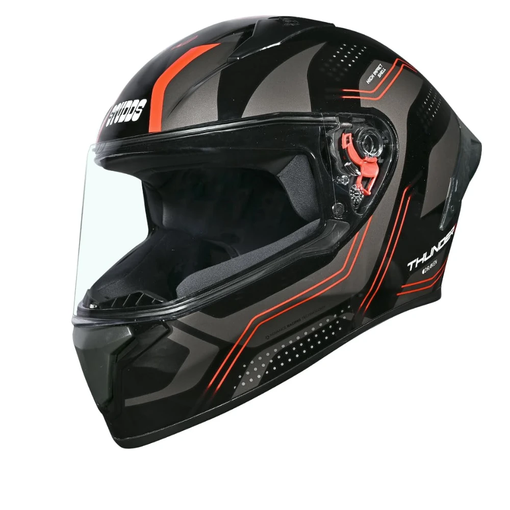 Studds Thunder D2 Draken ISI and DOT Certified Full Face Helmet for Men and Women with Spoiler and Clear Visor
