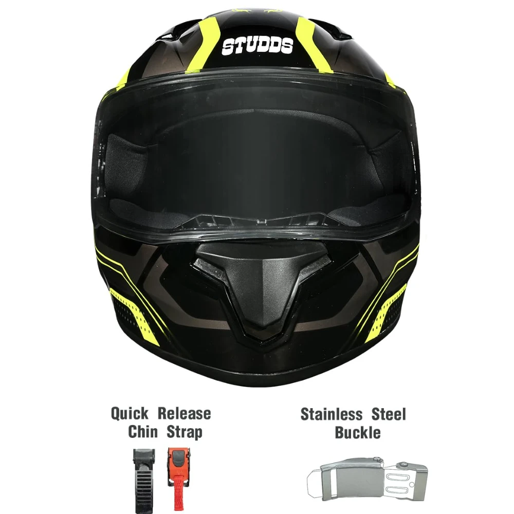 Studds Thunder D2 Draken ISI and DOT Certified Full Face Helmet for Men and Women with Spoiler and Clear Visor