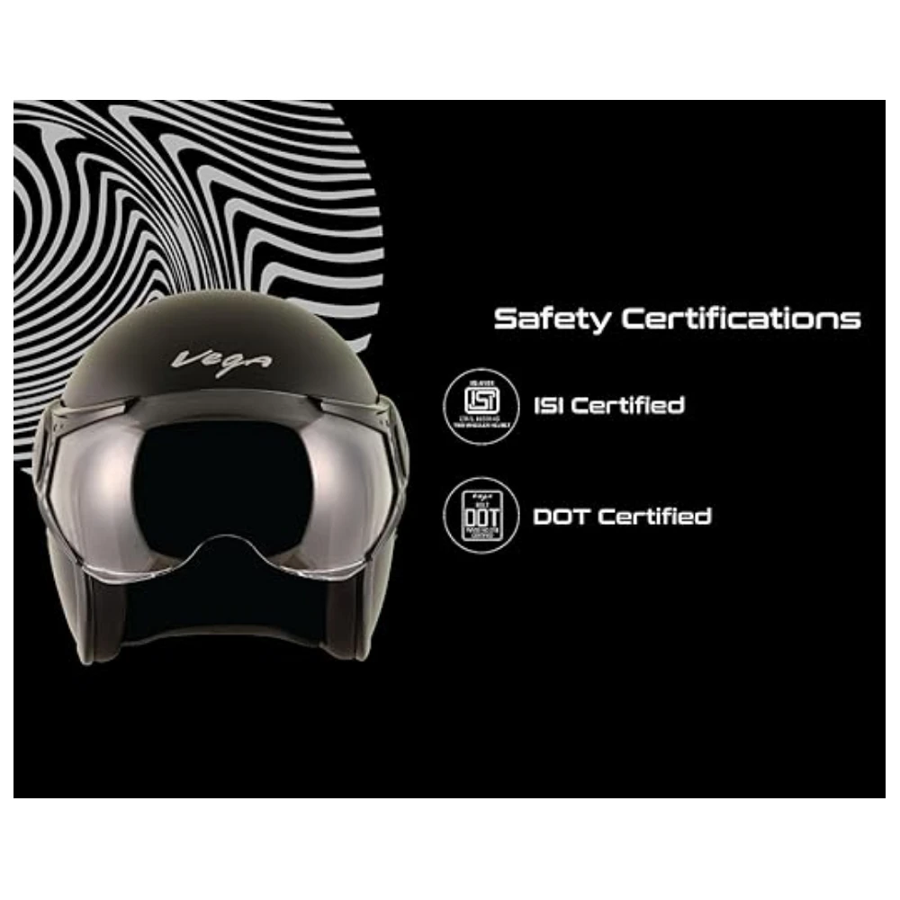 Vega Jet Star W/Visor Dull Black Silver Helmet-M