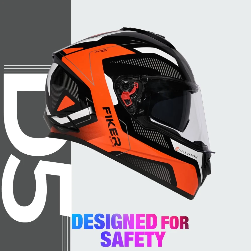Studds Drifter D5 Fiker ISI and DOT Certified Full face Helmet for Men and Women with Inner Sun Visor and Spoiler (Black L)