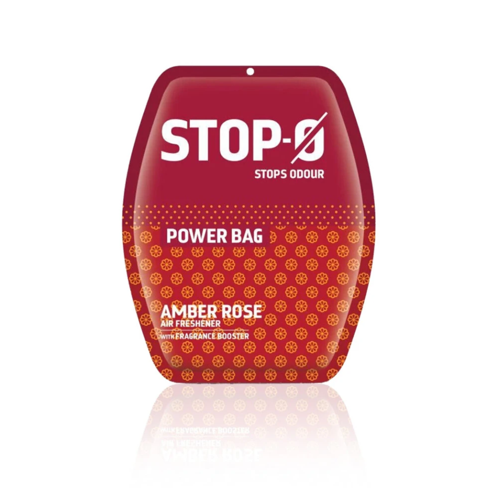 Stop-O Hanging Freshener Power Bag - Amber Rose (Pack of 8)