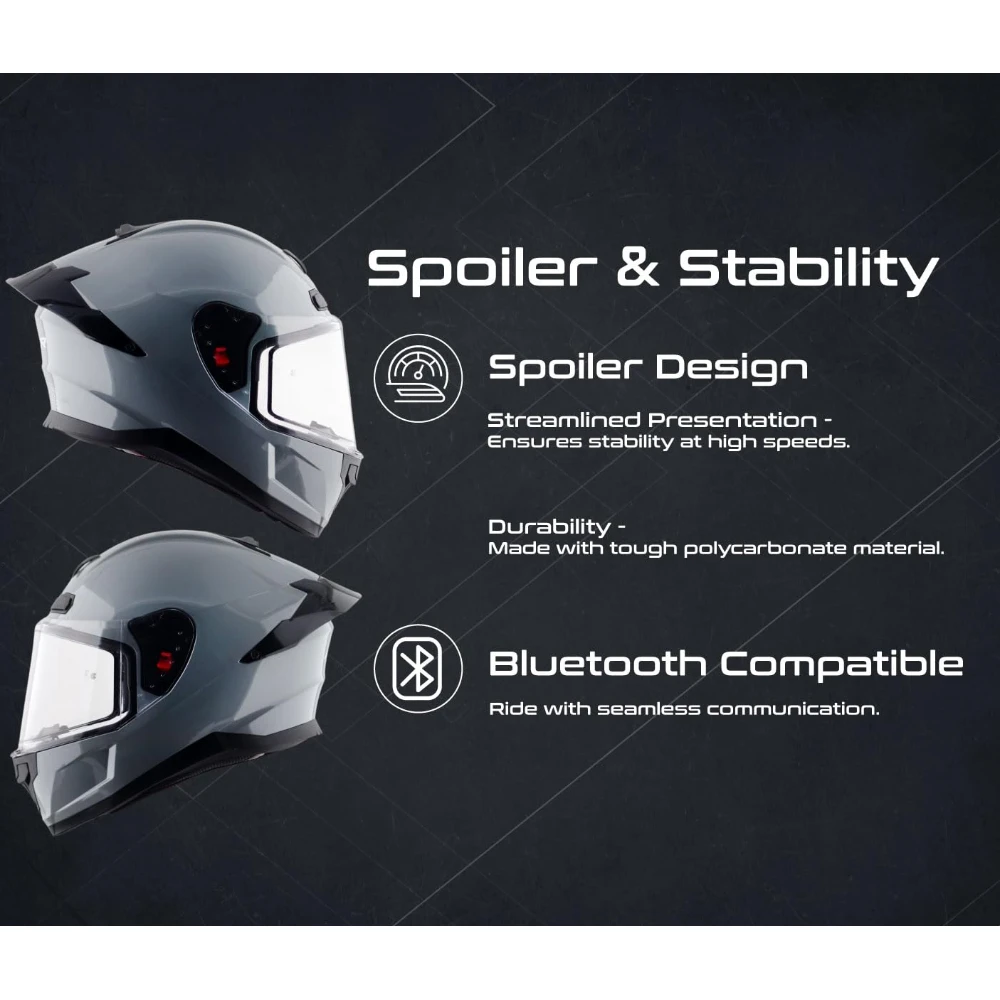 Axor Saber ISI ECE and Dot Certified Lightweight Full Face Helmet for Men and Women with Pinlock Fitted Clear Visor and Advanced Ventilation-Nardo Grey-M, Motorcycling